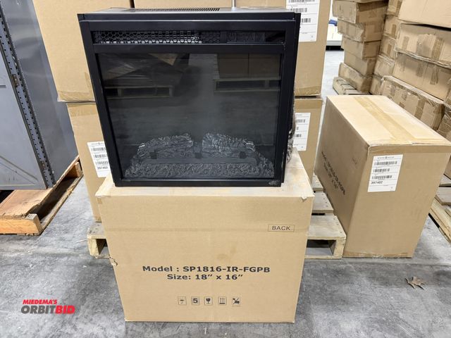 Lot 1-19746 - (1) Howard Miller fireplace insert, model SP1816-IR-FGPB, 1500 watt, 120V infrared heater insert, ne...