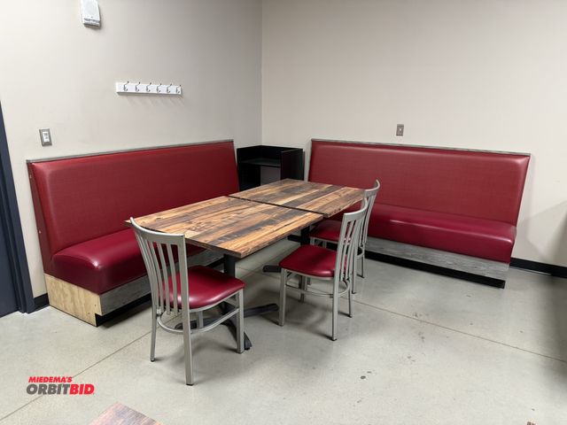 Lot 1-11174 - (2) Approx. 7' long single sided vinyl padded booth seats with 26" tall backs, (2) 36" width x 30" h...