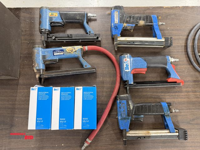 Lot 1-16873 - Lot of (5) assorted BeA air guns, and (3) boxes of BeA 12mm, 1/2" staples.
