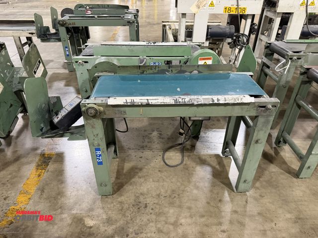 Lot 1-5608 - Lot of (2) 10" width x 34" length powered belt conveyor units, both with variable speed drive units,...