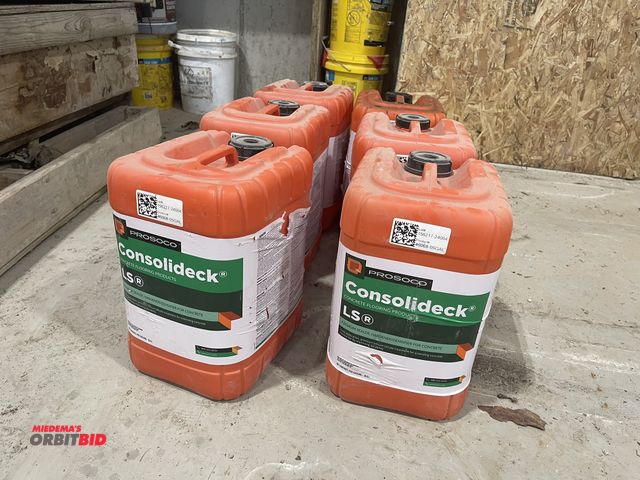Lot 1-18806 - Lot of (5) Prosoco Consolideck concrete flooring product, Premium Sealer, 5 gallon containers of Har...