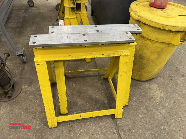 Lot 1-15405 - (1) pair of heavy duty steel saw horses, 24" length x 4" width x 27" height.