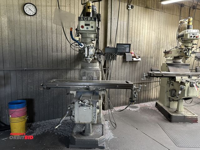 Lot 1-17654 - (1) 1995 Acra, model AM-3VAC, vertical milling machine, S/N 951246, with Newall, model DP700, DRO un...
