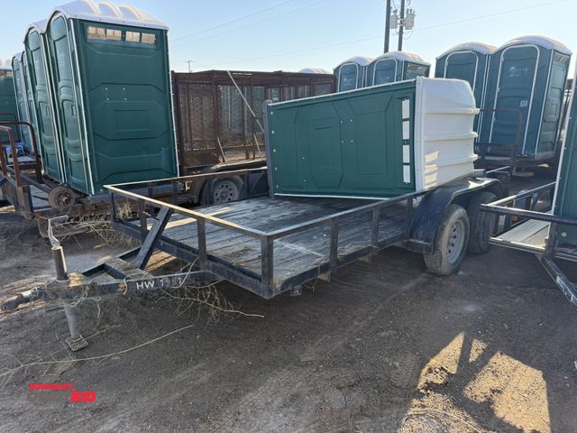 Lot 1-18169 - (1) Assembled Hand Wash Trailer, tandem axle, 83" x 14'5" steel frame wood load bed, jack stand, spr...