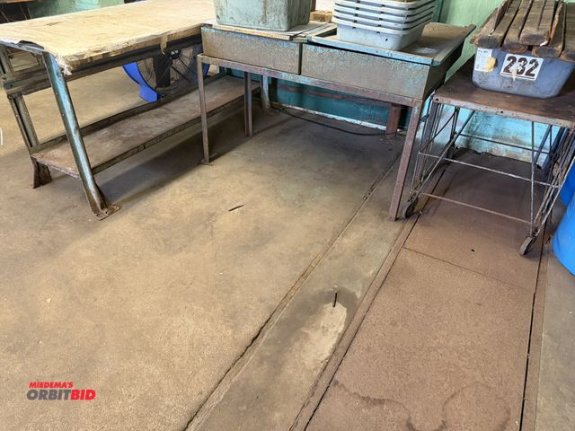 Lot 1-18594 - Lot including (1) 72" length x 34" height x 29" depth steel table with lower steel shelf, (1) 52" wi...