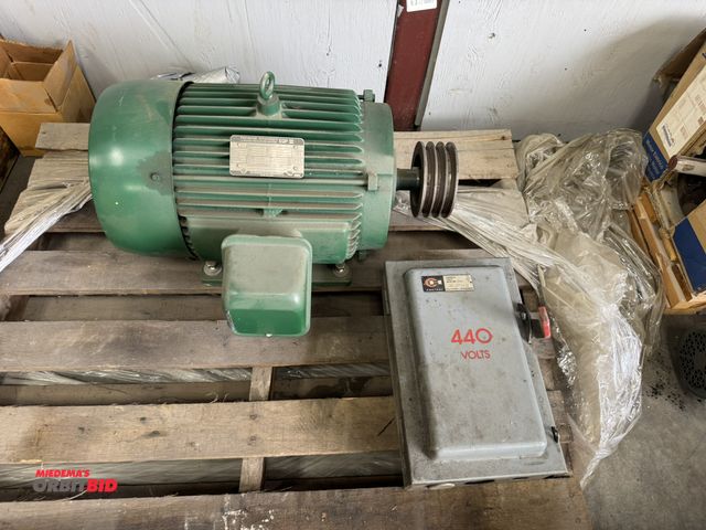 Lot 1-19478 - (1) Premium Efficiency 3-phase induction motor, 20 HP, 230/460V, model B0204FLF2UMH, and (1) Cutler ...