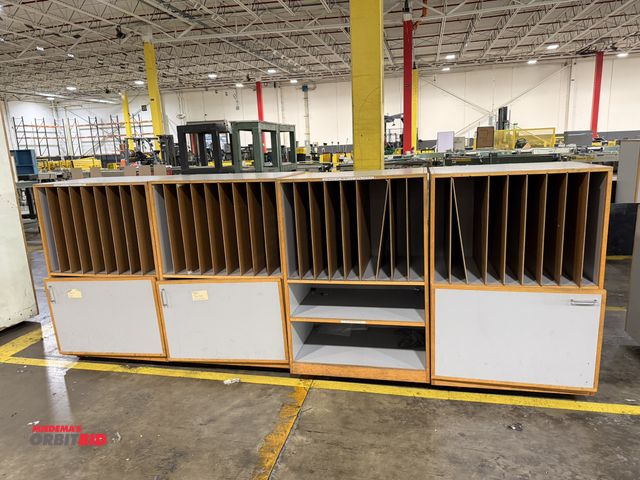 Lot 1-5250 - Lot of (4) matching 32" width x 48.5" height x 24" depth cabinets with lower shelf and removable div...