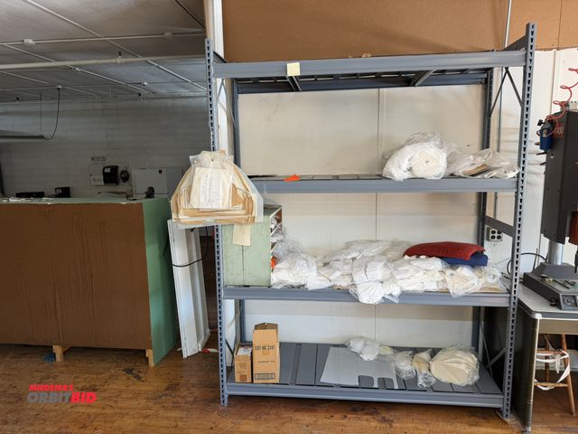 Lot 1-4750 - (1) metal Edsal shelving unit, 76.5" wide x 26" deep x 96" tall, with contents of assorted women's p...