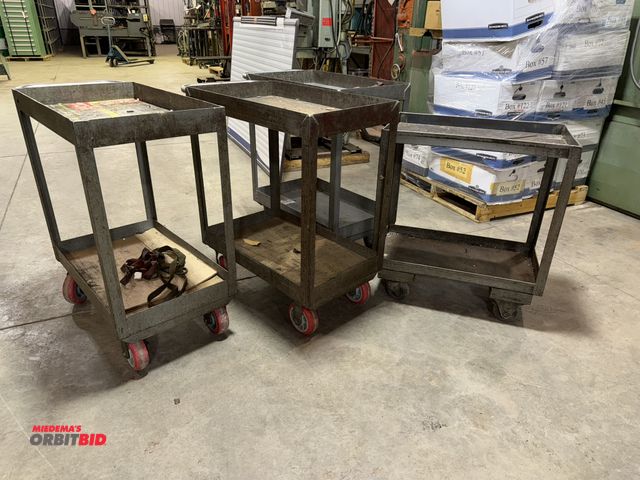 Lot 1-15098 - Lot including (3) Little Giant 30" length x 36.5" height x 18" depth, 2-tier steel carts, and (1) 29...