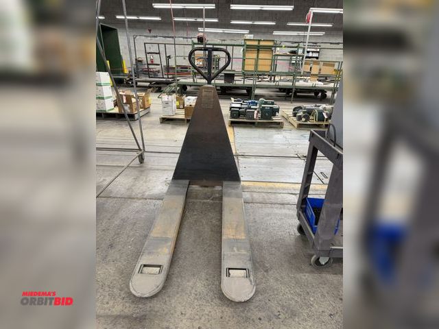 Lot 1-17318 - (1) Morrison heavy duty pallet jack, high lift, 48" forks, 26 1/4" from outside to outside, in worki...