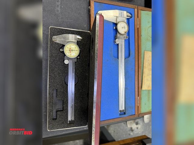 Lot 1-10292 - (1) Starrett 6" dial caliper, (1) Draper 8" dial caliper with case.