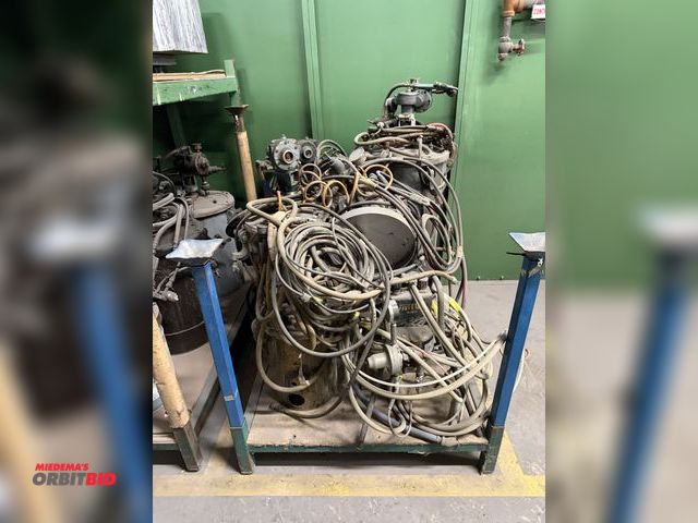 Lot 1-17203 - (1) steel stackable rack, 48" x 36" x 9" tall, with contents including (1) 1 gallon, (2) approx. 3 g...