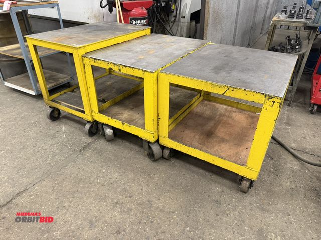 Lot 1-15434 - Lot of (3) heavy duty steel shop carts, 37" x 25", 37" x 24" x 29" tall, 33" x 28" 33" tall.
