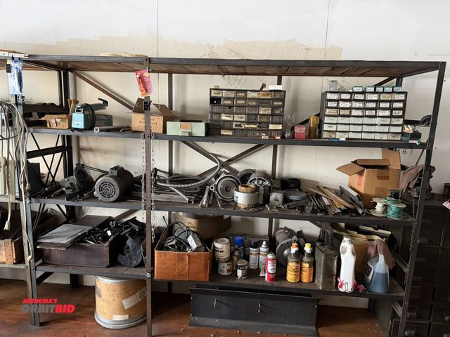 Lot 1-4699 - (1) metal shelving unit, 8' x 21" x 72" tall (bolt together style), with contents, includes assorted...