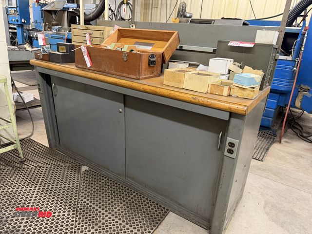 Lot 1-1786 - (1) 2-door wood top shop bench, 72" x 30" x 2" thick wood top, includes contents of assorted machine...