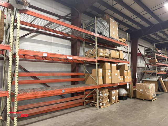 Lot 1-15757 - (2) sections of Teardrop style pallet racking, includes (3) 42" deep x 16' tall uprights, approx. (3...