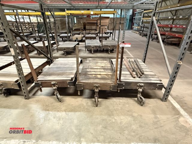 Lot 1-7502 - Lot Of (10) Portable Wooden Custom Built Material Carts