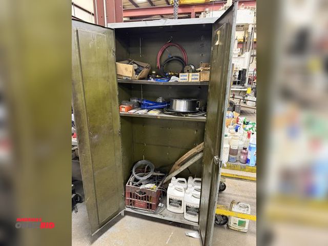 Lot 1-15358 - (1) 2-door cabinet filled with assorted welding supplies, includes aluminum welding wire, Miller ins...