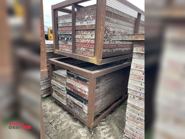 Lot 1-19716 - Lot of approx. (40) 22" wide x 8' long steel and wood concrete forms/panels (2 steel crates total).