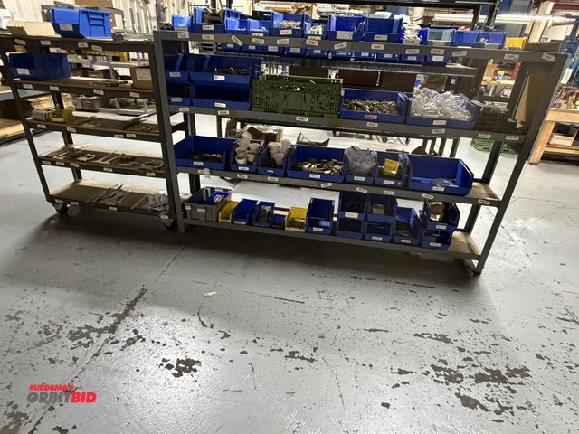 Lot 1-18831 - (1) rack, 48" x 16" x 57" tall, on casters, and (1) rack 96" long x 16.5" wide x 60" tall, with cont...