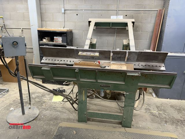 Lot 1-16291 - (1) J.M. Lancaster pneumatic furniture clamping machine, with an approx. 75.5" wide x 60" height cla...