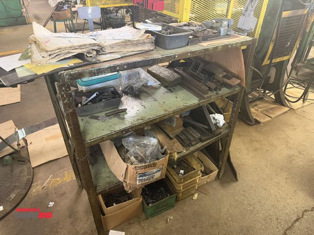 Lot 1-18734 - (1) 38" width x 41" height x 18" depth, 3-tier steel stand with contents including various washers, ...