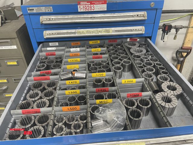 Lot 1-19284 - Contents of 2 drawers, includes assorted sleeves, draw bar adapters, sabre bushings, drive cages, an...