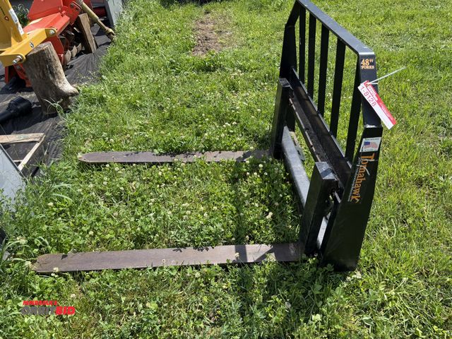 Lot 1-8128 - (1) set of Tomahawk 48" quick attach forks, skid steer mount.