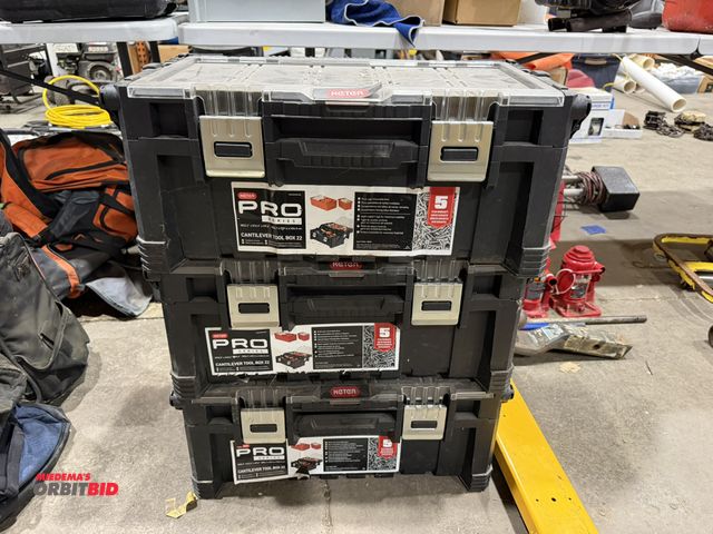 Lot 1-18605 - Lot of (3) Ketter cantilever tool box, 22" x 12" deep x 9" tall.