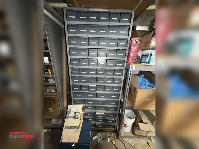Lot 1-16734 - (1) 36" width x 87" height x 20" depth steel hardware storage unit with approx. 72 removable steel h...