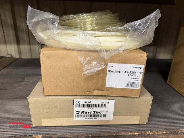 Lot 1-2040 - (1) partial roll of Kuri-Tec, #4HL97, clear vinyl tubing, (1) unopened box of Diversitech 3/8" ID x ...