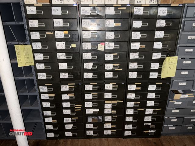 Lot 1-4778 - Lot of (6) steel 14-drawer organizers, each measures 23.5" wide x approx. 25" deep x 37.5" tall, inc...