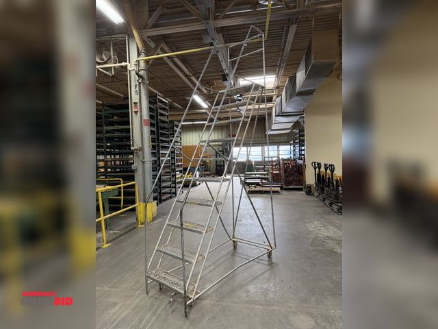 Lot 1-16923 - (1) 10-step warehouse safety ladder, 24" wide.