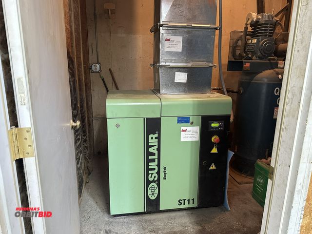 Lot 1-17683 - (1) 2021 Sullair ShopTEK, model ST11, air compressor with a Sullair (model unknown) air dryer, both ...