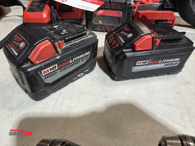 Lot 1-4187 - Lot of 2 Milwaukee M18 red lithium batteries, (1) High Output XC8.0, and (1) High Demand 9.0.