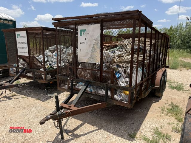 Lot 1-9484 - 2012 Assembled Trash Trailer tandem axle, 16' long x 77" wide, steel frame/wood deck bed with steel ...