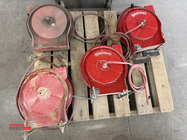 Lot 1-17403 - Lot of (4) Reelcraft, model 5650-OLP, retractable air hose reels.