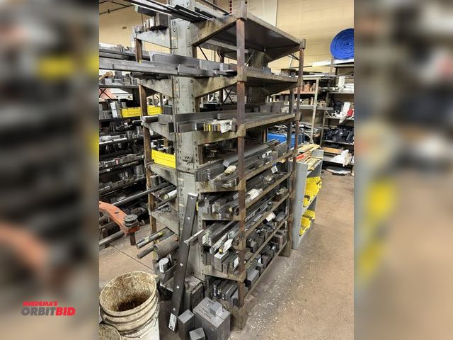 Lot 1-12467 - (1) 30" width x 75" height x 38" depth steel cantilever rack with assorted scrap steel.