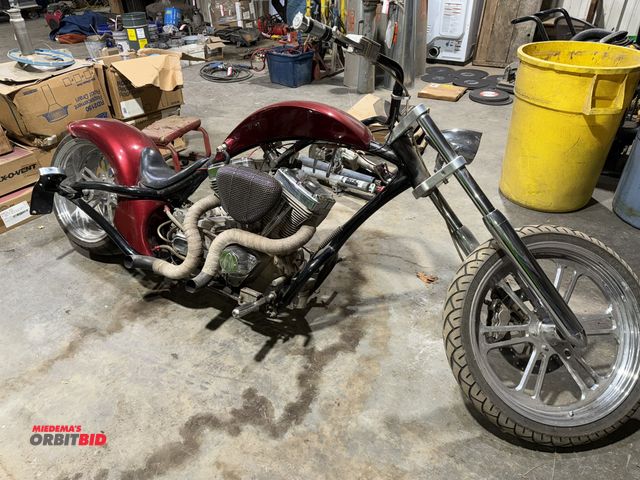 Lot 1-1557 - 2005 Redneck Custom-Built Chopper Motorcycle with V-twin gas engine, size 120/70-21 tires with chrom...