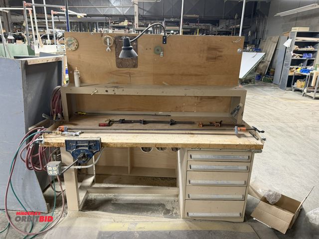 Lot 1-16470 - (1) Kennedy 72", 5-drawer work station clamp table with butcher block top, with upper rail, includes...