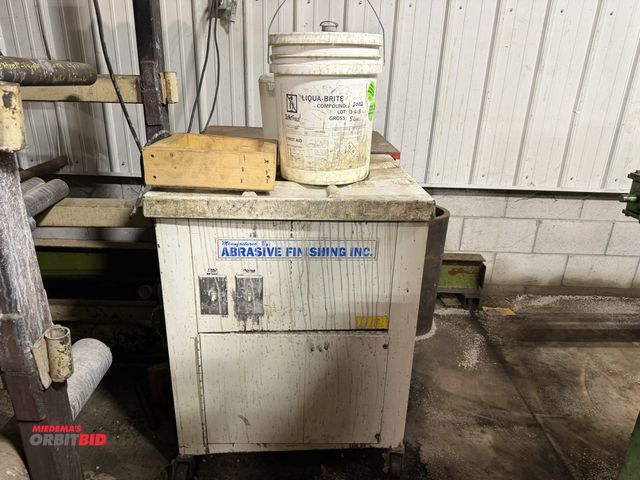 Lot 1-15063 - (1) Abrasive Finishing, Inc., burr-bench portable deburring machine with partial container of Liquab...