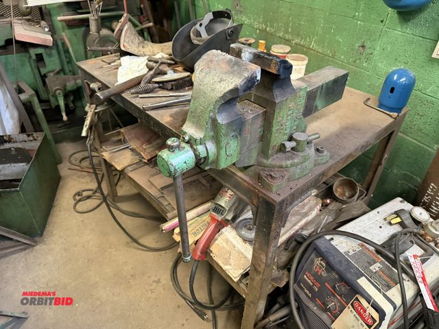 Lot 1-18534 - (1) 48" width x 34.5" height x 30" depth heavy duty steel welding table with steel lower shelf, unit...