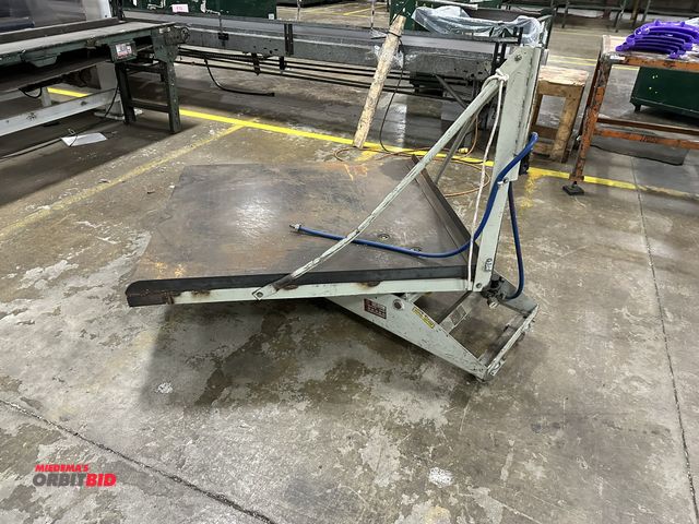 Lot 1-14379 - (1) IMCS model 25-5000 tilt table (2000 lb. load/1250 lb. tilt), SN 16582, unit is mounted to roller...