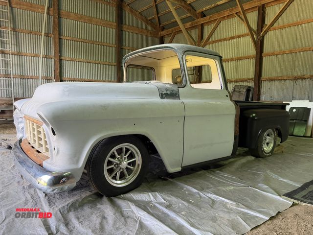 Lot 1-8156 - 1955 Chevrolet (1) custom pickup truck, Heidts front suspension, coil over shocks, rack and pinion s...