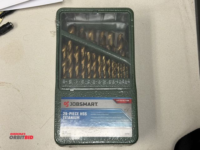 Lot 1-18701 - (1) new Job Smart 29-piece, high-speed steel titanium drill bit set.