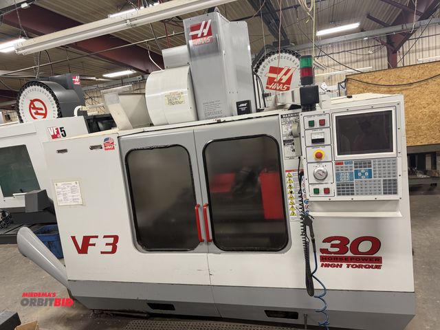 Lot 1-1640 - 1999 Haas VF3 CNC Vertical Machining Center 30-HP, 18" x 48" T-Slot Table, 24-Position Automatic Too...