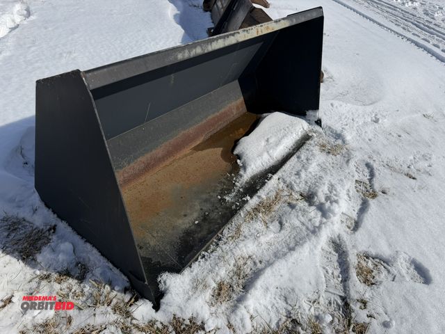 Lot 1-11561 - (1) 60" wide loader tractor bucket with welded on cutting edge, loader attachment brackets are appro...