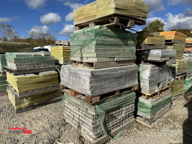 Lot 1-15831 - (8) skids of assorted concrete pavers with glow in the dark specs, 24" x 24" x 3", 15" x 16" x 3", a...