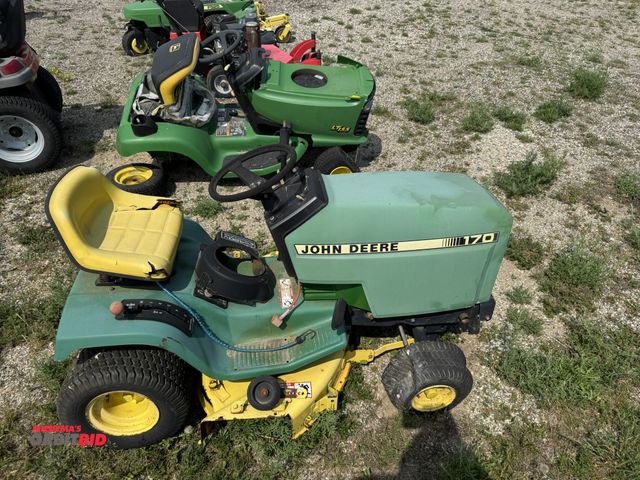 Lot 1-6530 - Lot of 2 John Deere riding mowers, (1) LT155, 15 HP John Deere gas engine, no deck, missing parts, a...