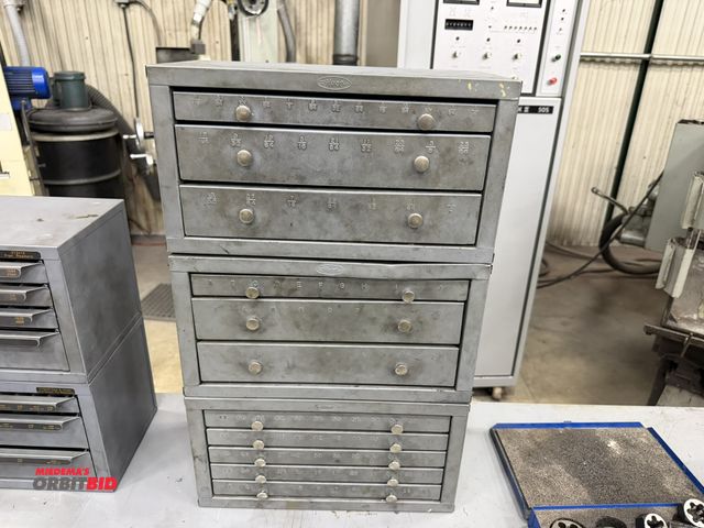 Lot 1-15207 - Lot of (3) Huot drill bit organizers, each is 14.5" x 7.5" wide x 7 3/4" tall, includes contents of ...